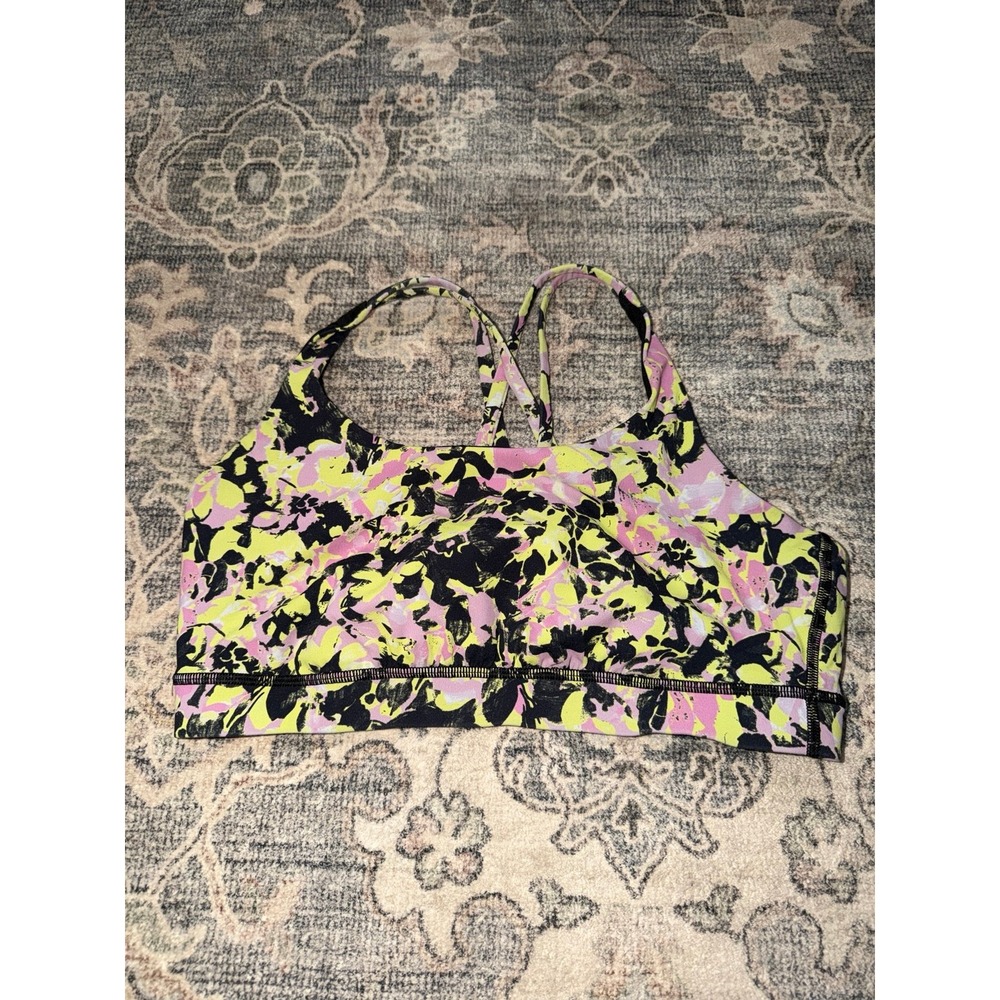 Lululemon Energy Sports Bra Green Purple Pattern